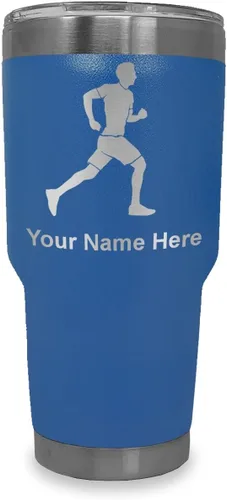 Vista 9 de LaserGram Personalized 20oz Tumbler, Running Man (Black)