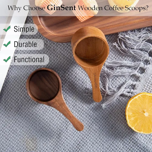 Vista 4 de Cuchara de café de madera, 4 cucharas de madera para tarros, cucharas medidoras pequeñas para café molido, té, azúcar, condimentos, cuchara