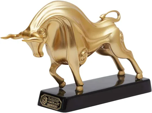 Vista 10 de HAUCOZE Wall Street - Estatua de toro de animal, figura de la suerte, regalo moderno para decoración del hogar, arte para sala de estar, poliresina