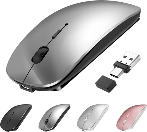 Vista 8 de Ratón inalámbrico Bluetooth USB C para MacBook Air Pro iMac Laptop Computer, Ratón C silencioso inalámbrico recargable para Mac Desktop/iPad/Surface