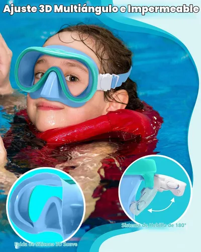 Vista 4 de Seago 2 Pack Swim Goggles with Nose Cover, Goggles for Kids 6-14 Girls Boys Azul y verde negro