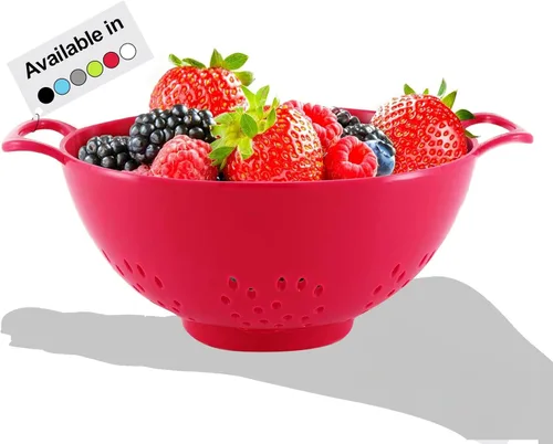 Vista 2 de Meadow Lane - Colador pequeño de 6 pulgadas, libre de BPA, apto para lavavajillas, con asas dobles, escurridor compacto de alimentos para bayas