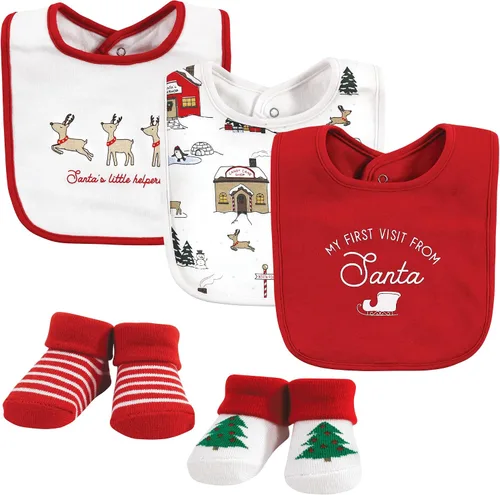 Vista 109 de Hudson Baby Conjunto de babero y calcetines unisex de algodón para bebé