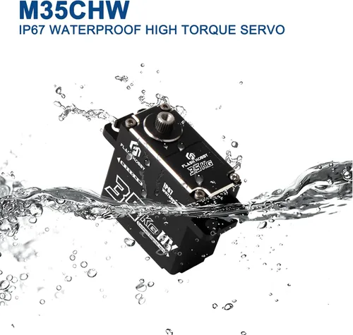 Vista 2 de FLASH HOBBY Servo sin núcleo de 77.2 lbs de alto par de torsión servo de engranaje de metal completo, IP67 resistente al agua servo RC con ángulo