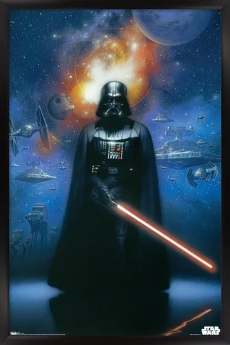 Vista 8 de Trends International Star Wars: Saga - Póster de pared de Vader in Space, 14.725 x 22.375 pulgadas, versión enmarcada de madera de granero