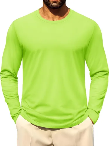 Vista 20 de Cotrasen - Camisetas básicas de manga larga para hombre, de algodón, con cuello redondo, transpirables, suaves y casuales