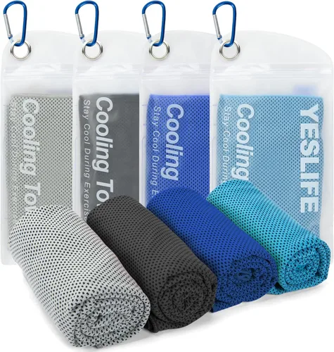 Vista 16 de YESLIFE Paquete de 4 toallas refrescantes de 40 x 12 pulgadas, toallas de gimnasio para hombres y mujeres, toallas de entrenamiento suaves y Negro