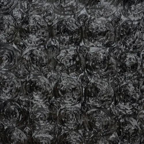 Vista 3 de BalsaCircle Mantel rectangular con rosetas elevadas de satén negro de 90 x 156 pulgadas, para bodas, fiestas, comedor
