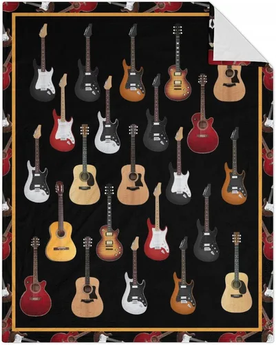 Vista 9 de Mercuryelf Manta de guitarra, suave, mullida y cálida, manta pequeña de 30 x 40 pulgadas para regazo y cuna, regalo para los amantes de la guitarra