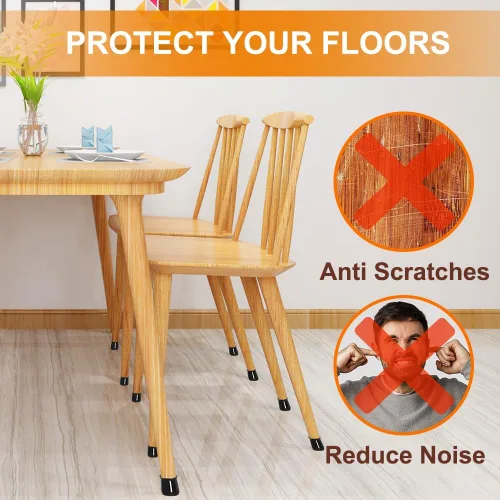 Vista 4 de 24 protectores de suelo para patas de silla para suelos de madera dura, cubiertas de silicona para proteger suelos de baldosas de madera, parte