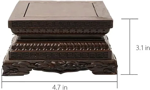Vista 2 de Cuadrado de madera de ébano base de madera maciza Buda estatua ornamento tallado artesanía soporte de exhibición