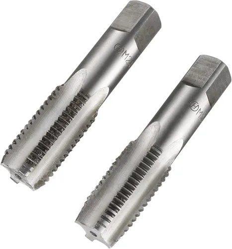 Vista 9 de uxcell Métrico M12 Rosca 1 paso 4 flautas rectas H2 herramienta de aleación de acero inferior y tornillo cónico juego de roscas para reparar 1 par