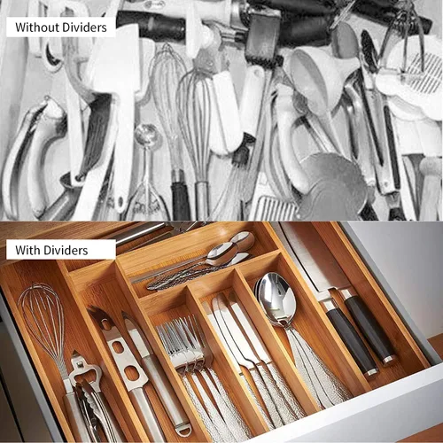 Vista 7 de Utoplike 4 piezas de bambú para cajones de cocina y cubiertos