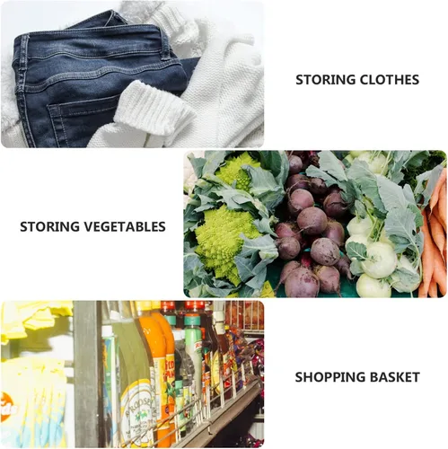 Vista 3 de Bolsa de plástico tejida para el mercado, bolsa de compras reutilizable con asa, bolsas de frutas y verduras, bolsa de playa grande para el hogar