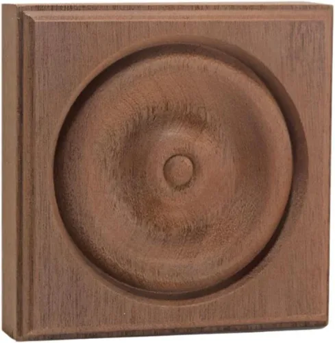 Vista 5 de EWAP40 Rosette Casing Corner Block 1" x 4" Cuadrado Sin Terminar, Cereza
