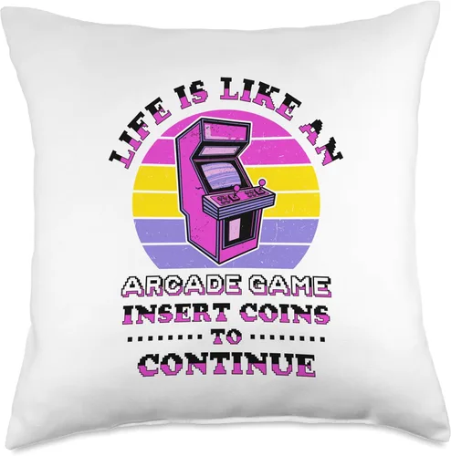 Vista 5 de Retro Gaming Gifts Video Player Retro Gamer Classic 80s Arcade Game - Almohada de 16 x 16 pulgadas, multicolor