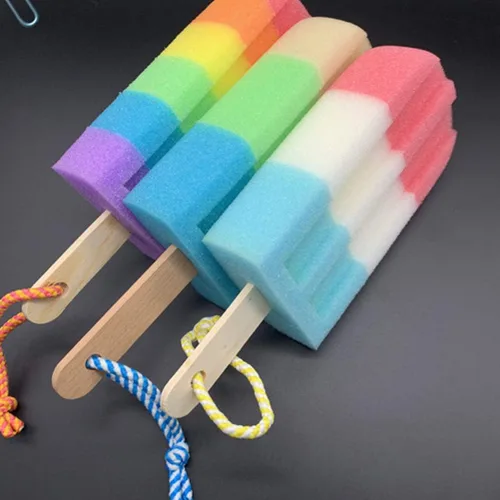 Vista 4 de Esponja de baño, 4 piezas de helado para ducha, cuerpo esponjoso, esponja para niñas (color aleatorio)