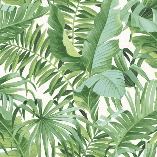 Vista 2 de Fine Decor Papel pintado de hojas tropicales Palmera Blanco Verde A Street Prints Pegar Th