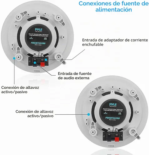 Vista 3 de Pyle Sistema de altavoces de 2 vías Bluetooth de montaje empotrado Bluetooth en la pared en el techo de 5.25 pulgadas, conexiones rápidas