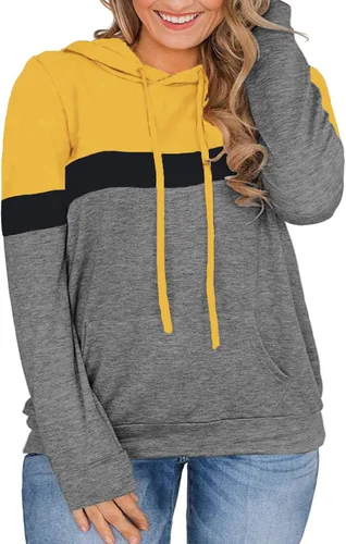 Vista 3 de VISLILY - Sudaderas con capucha para mujer, talla grande, con bloques de color y bolsillos, talla XL a 4XL