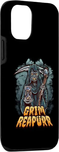 Vista 3 de iPhone 13 Grim Reapurr divertido disfraz de Halloween calabaza Parca gato caso