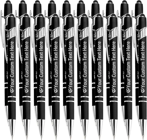 Vista 93 de STREADVE Bolígrafos personalizados personalizados con nombre grabado, logotipo, texto, bolígrafos de escritura suave, regalo personalizado para Negro