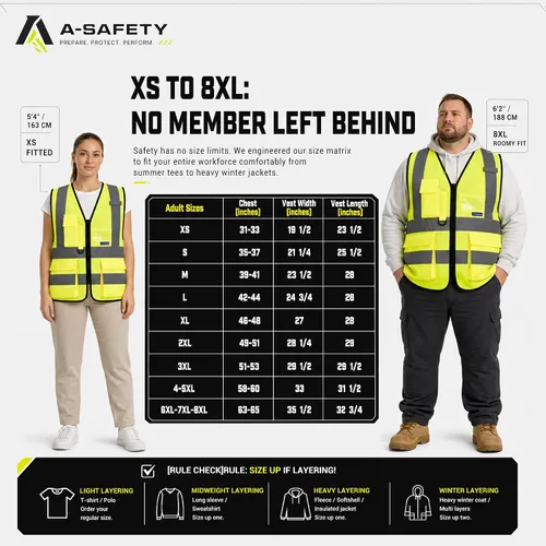 Vista 6 de A-SAFETY Chaleco de Seguridad Reflejante de Alta Visibilidad con Logo Personalizado (XS-8XL)
