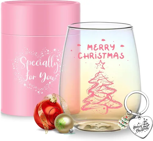 Vista 24 de Yalucky Regalos para mujer amiga, vaso de vidrio de 16.2 fl oz, regalos de cumpleaños para mujer, Llaveros para mujeres, regalo de graduación