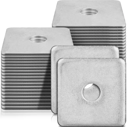 Vista 12 de Yaocom 1 pieza de arandelas cuadradas de 5/8 pulgadas (diámetro interior) x 1/8 x 3 x 3 pulgadas, junta de acero galvanizado resistente, arandelas