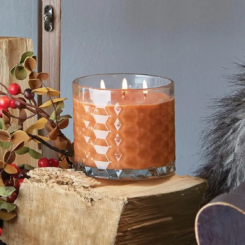 Vista 5 de Root Candles - Velas perfumadas de otoño en forma de panal de miel, de vidrio, con mezcla de cera de abejas de 3 mechas, 12 onzas, elaboradas a