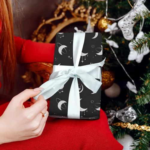 Vista 3 de HolyMaji 25 hojas de papel de seda de luz de luna para embalaje de pequeñas empresas de 20 × 28 pulgadas, papel de regalo de luna impreso a granel