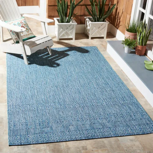 Vista 8 de SAFAVIEH Alfombra lavable al aire libre, colección Courtyard - 2'3" x 5', gris y negro, no desprende pelusa y fácil limpieza, ideal para patio