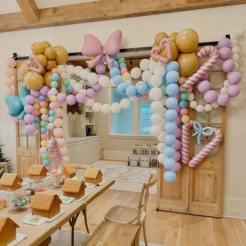 Vista 4 de Globos de Enlace Azul Claro, 60 Piezas de 6 Pulgadas Globos Pequeños de Enlace Rápido Azul Bebé para Hacer Pared de Globos, Arco de Corazón, Globos