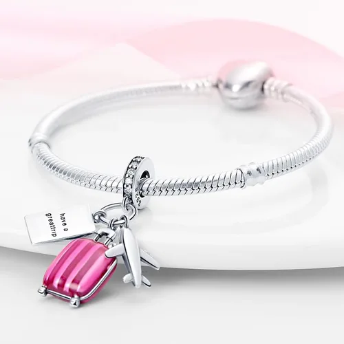 Vista 3 de Bead Charms fit Pandora Bracelet, 925 Sterling Silver Pendant Charm with 5A Cubic Zirconia for Necklace and Bracelet Birthday Mothers Day Jewelry