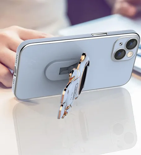 Vista 6 de Funda de astronauta compatible con iPhone 14 14 Plus 14 Pro Max 6D chapado en 6D con soporte, color negro para 14 Pro