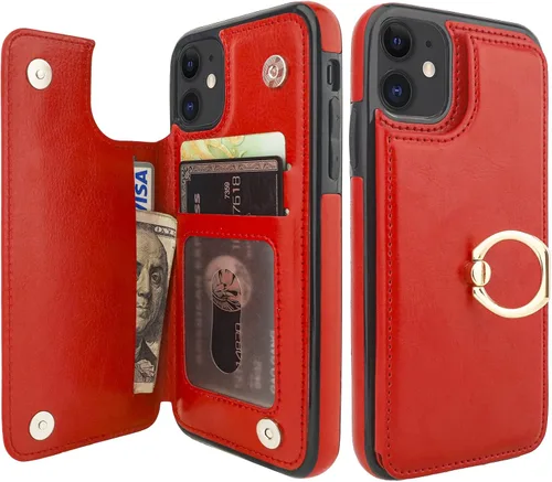 Vista 9 de ONETOP Funda tipo cartera para iPhone 11 con tarjetero de crédito, color Negro