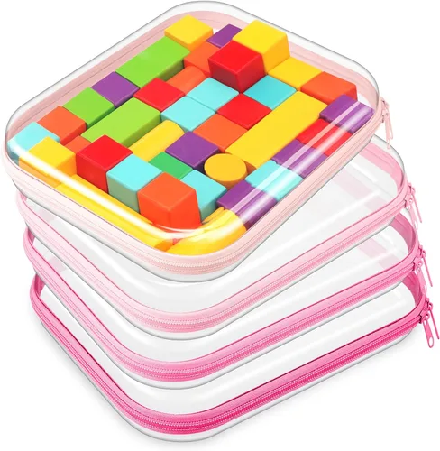 Vista 28 de Hoolerry 4 piezas de estuches rígidos transparentes con cremallera, bolsas de maquillaje, estuche de plástico para lápices, contenedores de caja