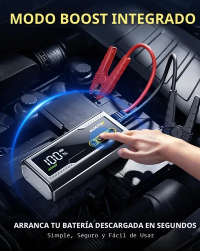 Vista 4 de AUXITO Arrancador de 6000A, arrancador de batería de coche de 12V, hasta todos los motores de gasolina y diésel de 12L con pantalla LED, caja
