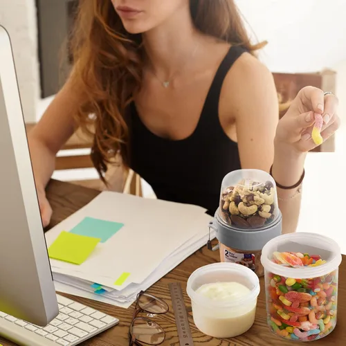 Vista 5 de WXOIEOD - 3 vasos de desayuno para niños y adultos, taza de cereales transparente recargable de gran capacidad, contenedores vacíos portátiles