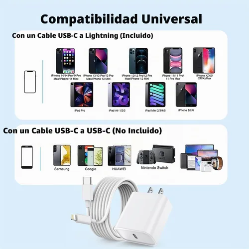 Vista 6 de Cargador rápido para iPhone, cargador de iPhone de 10 pies, bloque de carga súper rápida con cable USB C a Lightning de 10 pies tipo C, enchufe
