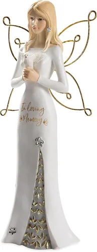 Vista 2 de Pavilion - In Loving Memory - Figura de ángel blanca y dorada de 9 pulgadas