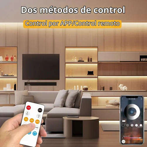 Vista 2 de COB - Tira de luces LED de 32.8 pies, 3000 K, blanco cálido, regulable, CC de 24 V, cinta de luces LED flexibles para dormitorio, con control remoto