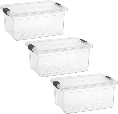 Vista 26 de Superio Contenedor de plástico transparente de 7.4 cuartos con tapa, no tóxico, sin BPA, sin olor, caja de almacenamiento organizadora, recipiente
