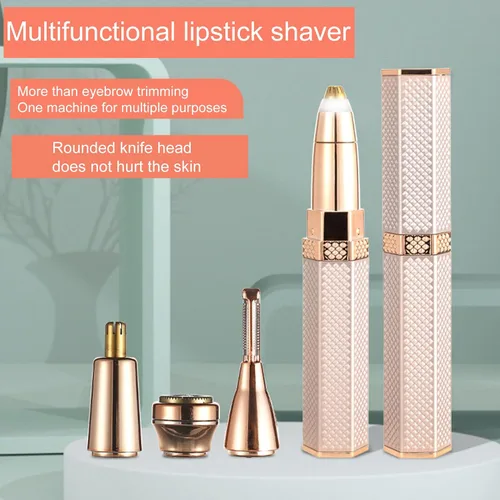 Vista 6 de Maquinilla de afeitar de cejas 4 en 1, afeitadoras faciales sin dolor para mujeres, kit de depilación facial, recargable por USB y removedor