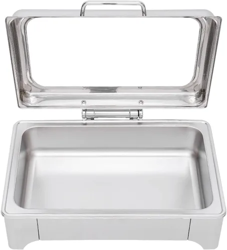 Vista 7 de Plato eléctrico de chef con tapa enrollable, calentadores de bufé de acero inoxidable con temperatura ajustable, calentador de alimentos comercial
