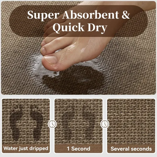 Vista 4 de MontVoo Alfombra de Baño - Alfombras de Baño Ultra Delgadas Antideslizantes para Alfombra de Baño de Secado Rápido, Respaldo de Goma Alfombras