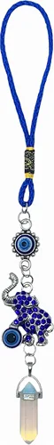 Vista 8 de LUCKBOOSTIUM Llavero de elefante de ojo turco y mandala con piedra preciosa de amatista, llavero decorativo contra el mal de ojo para bendición