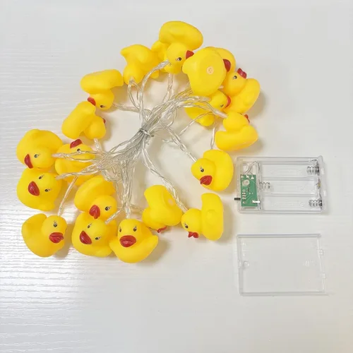 Vista 5 de Linda cadena de luces de pato para interiores, funciona con pilas, luces de decoración de pato blanco cálido amarillo para el hogar, dormitorio