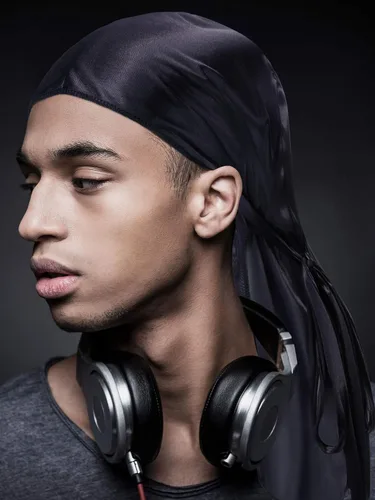 Vista 4 de 8 gorras de seda Durag con ondas elásticas para la cabeza, cola larga, correas anchas