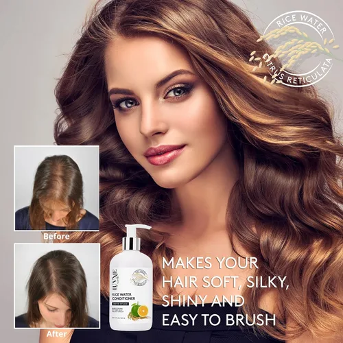 Vista 6 de Luv Me Care Acondicionador de engrosamiento del cabello con agua de arroz, con biotina, mejora la fuerza, el volumen y el brillo, acondicionador